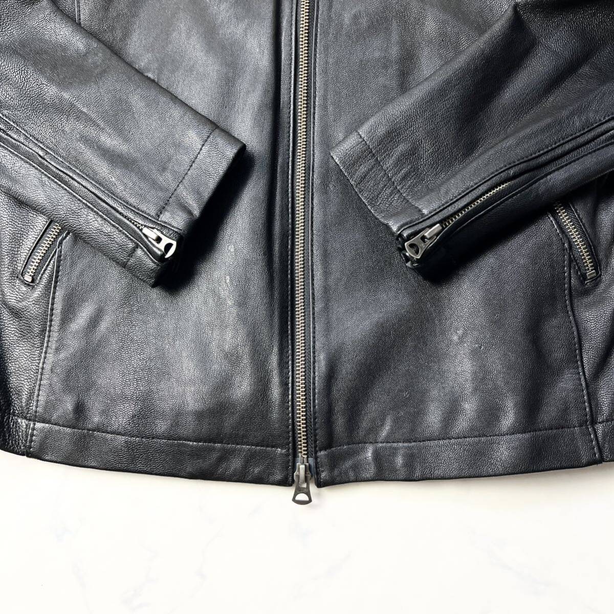E4( rare size L) United Arrows A DAY IN THE LIFEgo-to leather rider's jacket single mountain sheep leather black L UNITED ARROWS