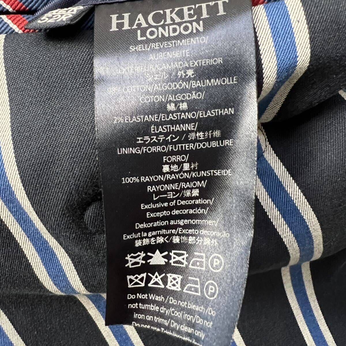 E1 〈希少サイズXXL〉HENLEY ROYAL REGATTA by HACKETT テーラードジャケット ストライプ コットン ネイビー ブルー 52 XXL 3L ハケットの画像9