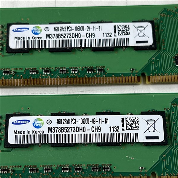 Samsung DIMM DDR3 メモリー M378B5273DH0-CH9 4GBx2 合計8GB PC3-10600U 定形外送料無料_画像3