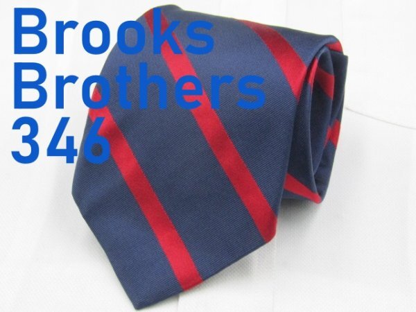 【ブルックスブラザーズ】 OC 163 ブルックスブラザーズ Brooks Brothers 346 ネクタイ 紺 赤色系 レップストライプ柄 ジャガード_画像1