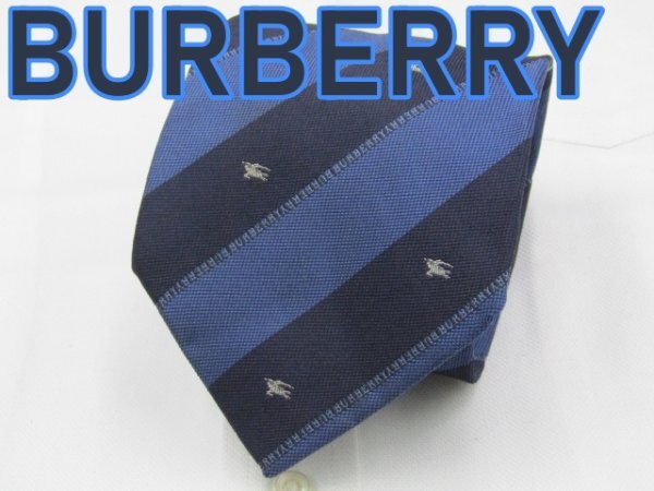 【バーバリー】OC 275 バーバリー BURBERRY LONDON ネクタイ 青系 紺系 ストライプ ブランドロゴ マイクロドット ジャガードの画像1