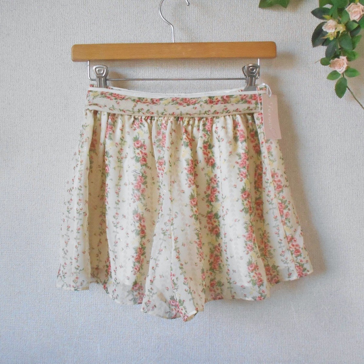  tag equipped Feroux Feroux culotte skirt 2 short pants sash belt attaching floral print unused 