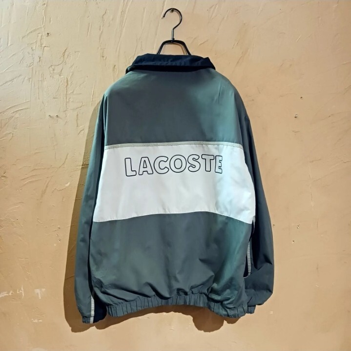 LACOSTE SPORTS 180サイズ グリーン ホワイト バックロゴ ナイロンジャケット ナイロン ウィンドブレーカー ジップジャケット ヴィンテージの画像4