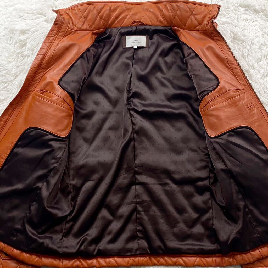  ultimate beautiful goods /L size *mshu Nicole MONSIEUR NICOLE ex/tra quilting rider's jacket blouson leather sheep leather Ram Camel 