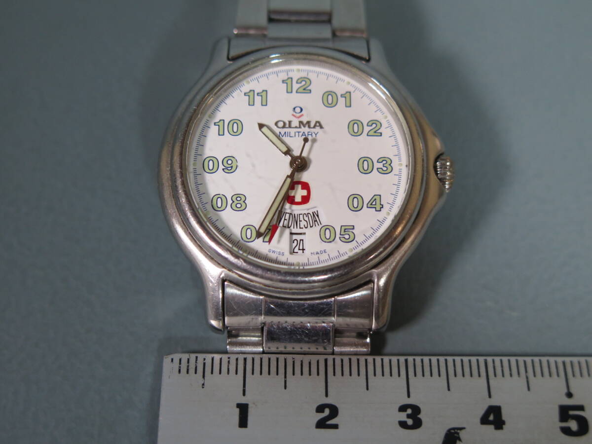 【動作品】腕時計① OLMA MILITARY ウオッチ 2846.003.60.3T AUTOM. STEEL MIN./30 M. 自動巻き★オルマ SWISS WATCH スイス時計_画像2