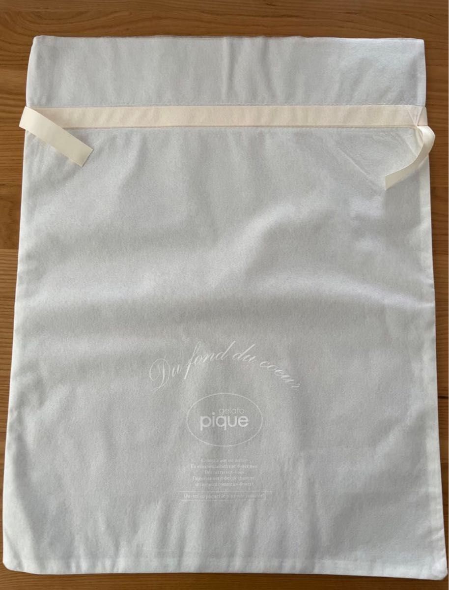ジェラートピケ　セルフラッピング　巾着Lサイズ　オフホワイト ギフトラッピング袋 プレゼント