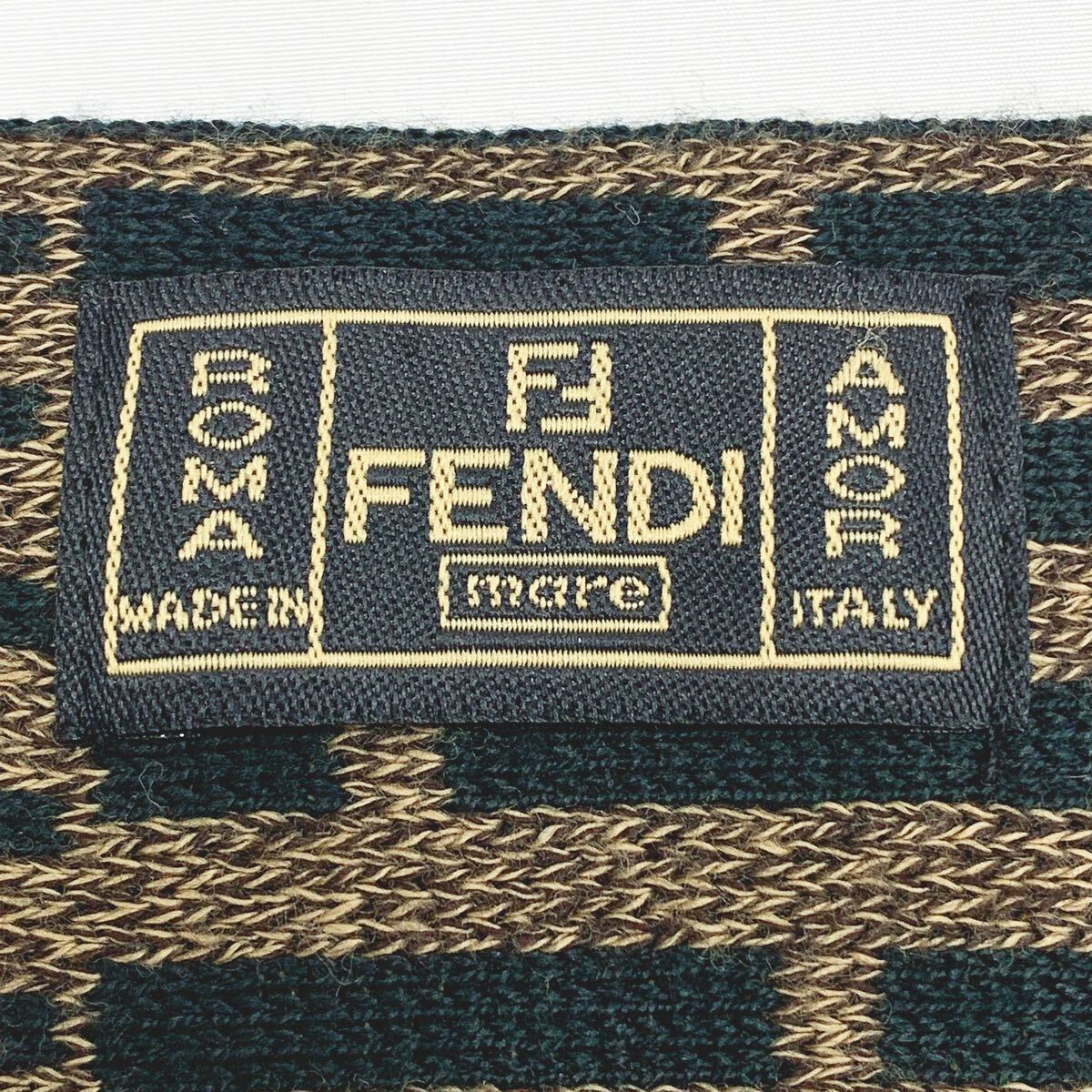 正規品 FENDI フェンディ FF ズッカ柄 総柄 マフラー ストール ウール100％ イタリア製 ブラウン レディース メンズ 05-0307☆_画像5