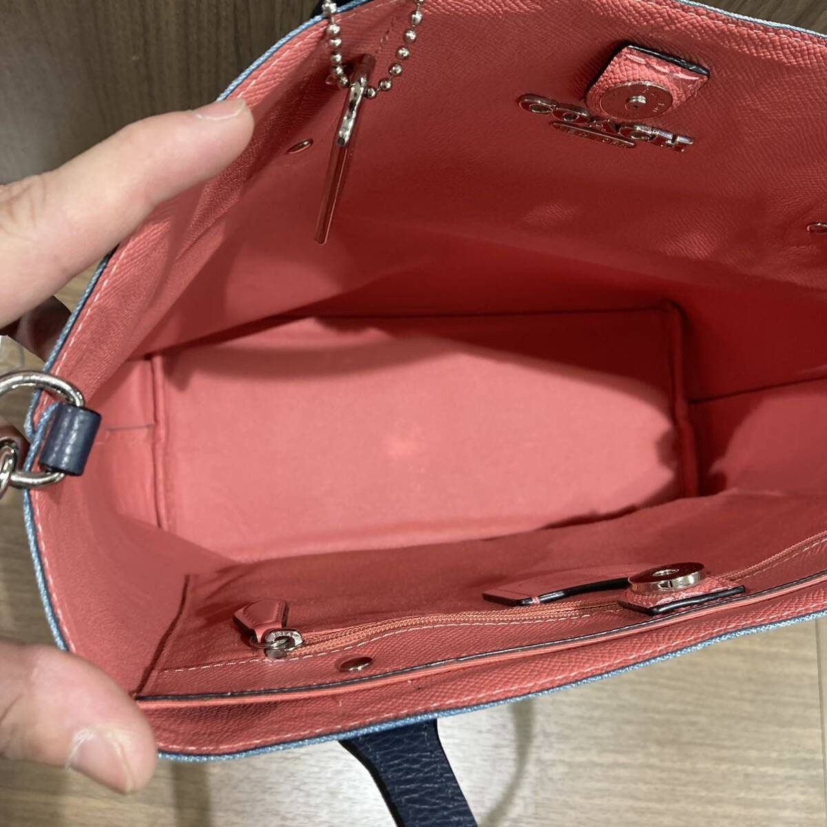 希少 COACH コーチ 2way デニム トートバッグ ショルダーバッグ ハンドバッグ インディゴ レディース ブランド ファッション おしゃれ 人気