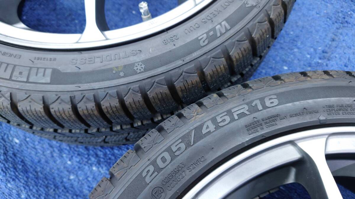 B/S HRS 16×7J+45 4H/100 MOMO 205/45R16 アクア/ヴィッツ/スペイド/ｂB/キューブ/ノート/マーチ/デミオ/フィット/コンパクトカー/603024_画像5