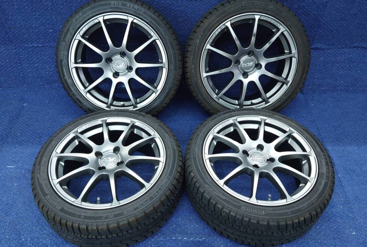 B/S HRS 16×7J+45 4H/100 MOMO 205/45R16 アクア/ヴィッツ/スペイド/ｂB/キューブ/ノート/マーチ/デミオ/フィット/コンパクトカー/603024_画像1