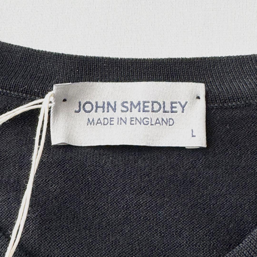 JOHN SMEDLEY ジョンスメドレー 30G コットン クルーネック ニットT ブラック 黒 L ハイゲージ LORCA ロルカ ニット Tシャツ 国内正規_画像8