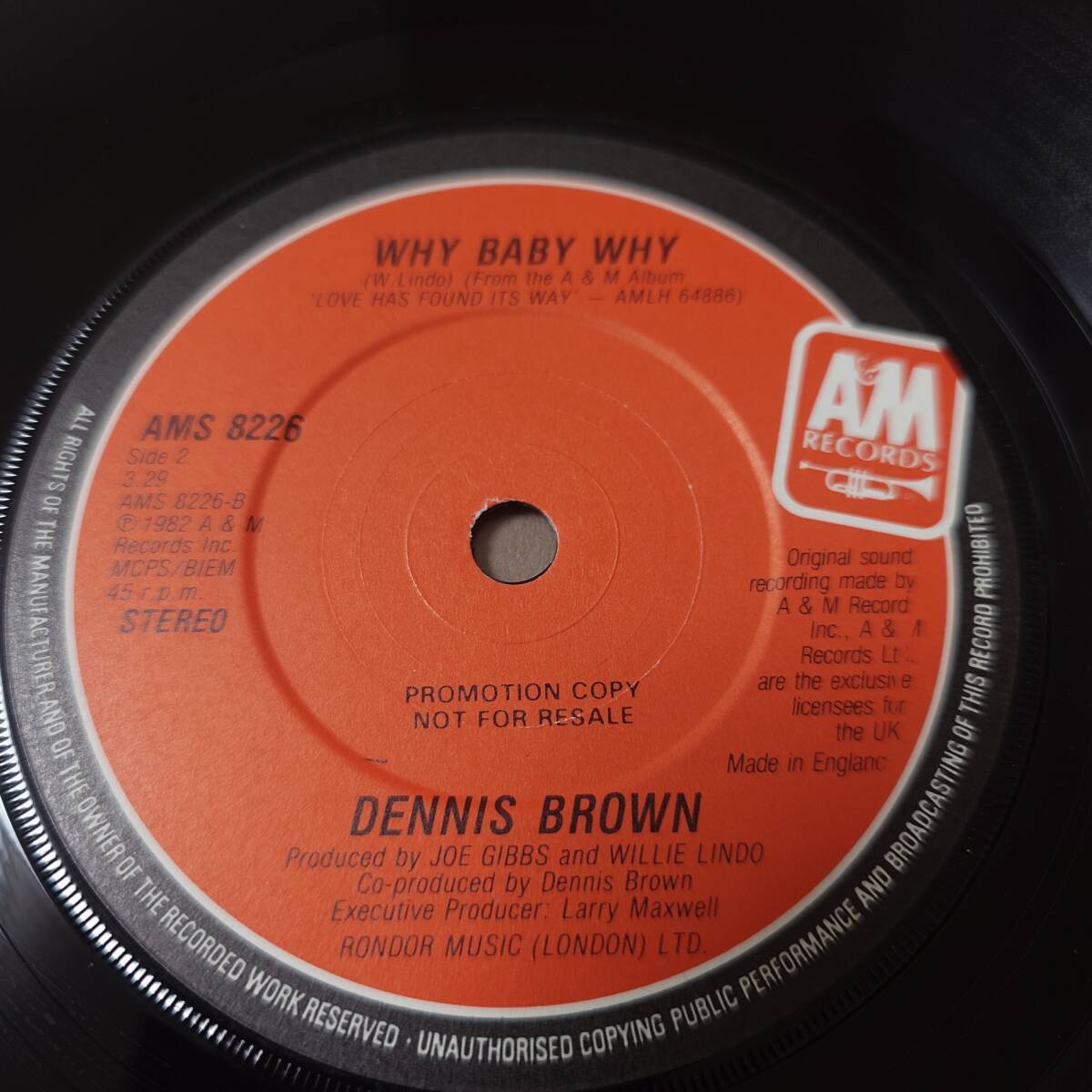 Dennis Brown - Love Has Found Its Way / Why Baby Why // A&M Records 7inch / Loversの画像2