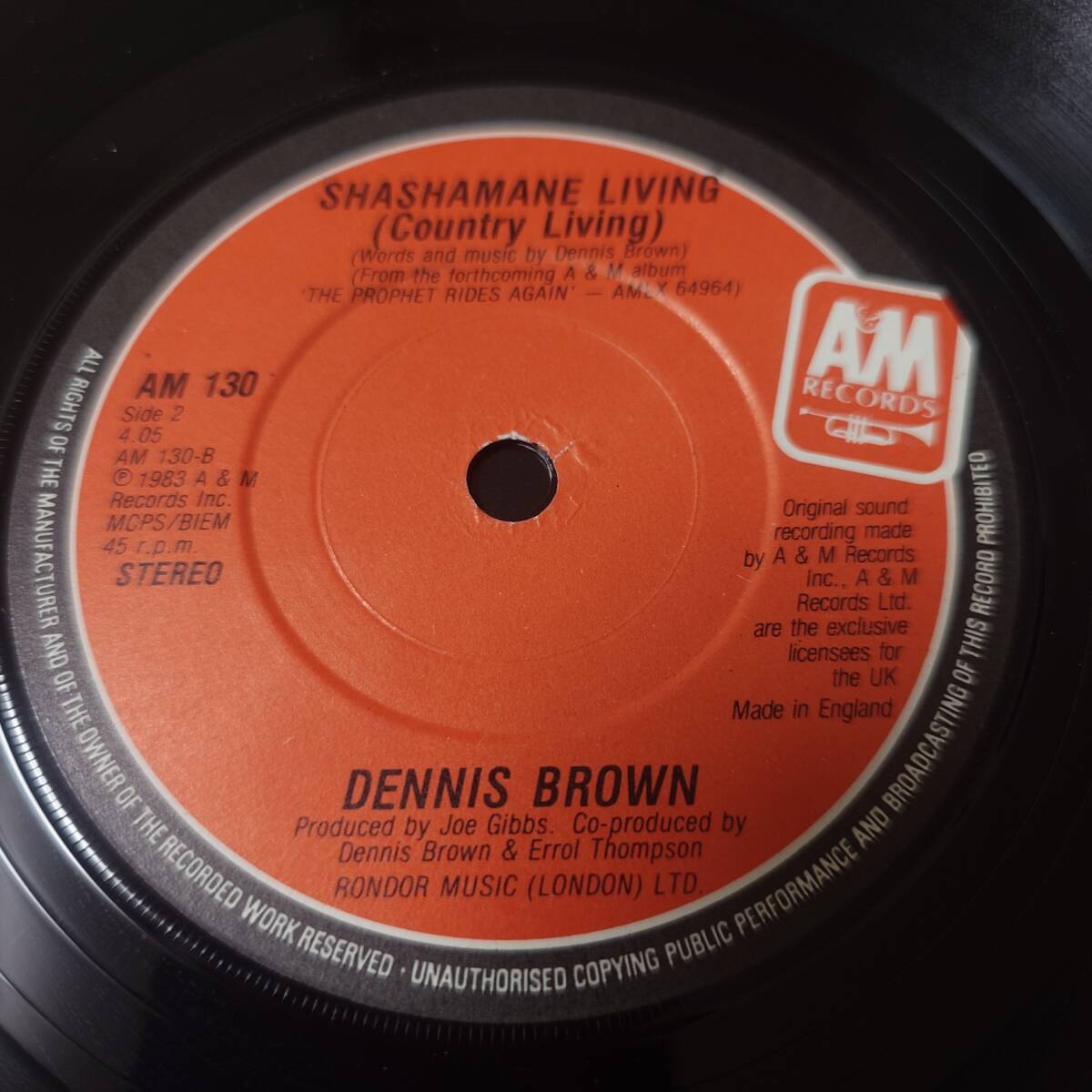 Dennis Brown - Save A Little Love For Me / Shashamane Living (Country Living) // A&M Records 7inch / Loversの画像4