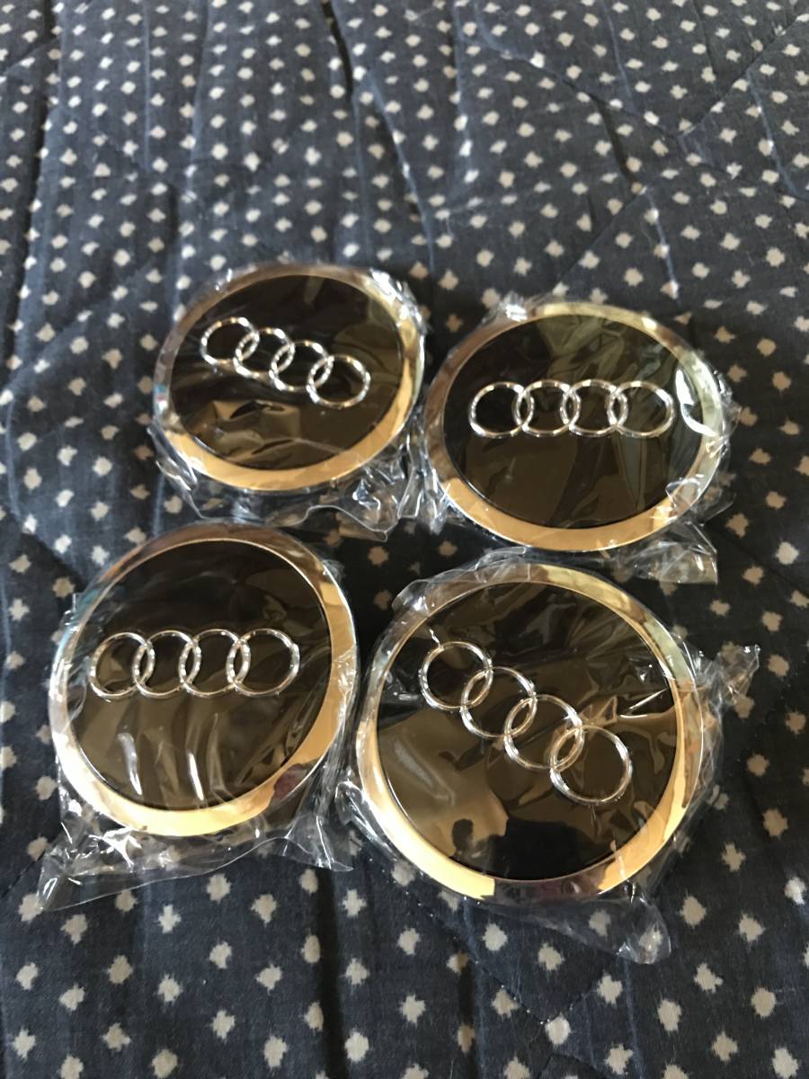 ★★送料無料★★ audi アウディ センターホイールキャップ 69mm 4個セット 純正互換品 艶ありブラック クロム ヤフオク最安値 翌日発送_画像1