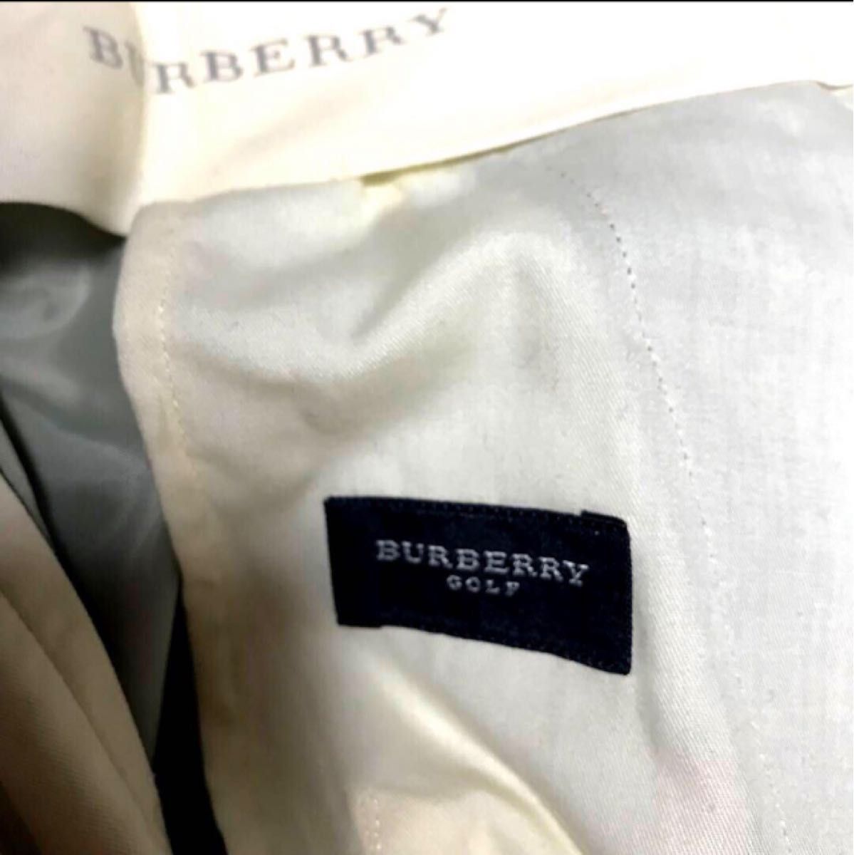 美品 BURBERRY GOLFバーバリーゴルフ メンズ 紳士 パンツ スラックス ウール ダークネイビー 濃紺 ウエスト85 Ｌ