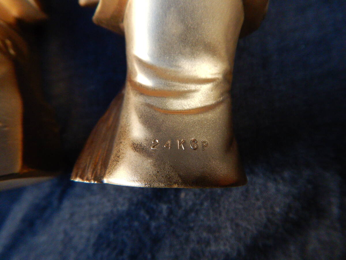 高砂 人形 合金 鋳物 ２４KGP 金色 工芸品 縁起物 置物 ケース入り オブジェ インテリア_画像7