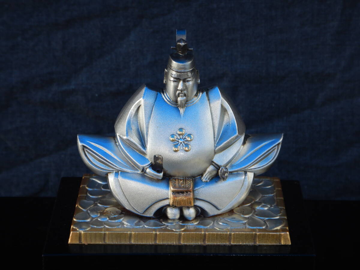 純銀 正光作 天神様 菅原道真 置物 銀製 ガラスケース 工芸品 純銀 正光作 天神様 菅原道真 置物 銀製 ガラスケース 工芸品