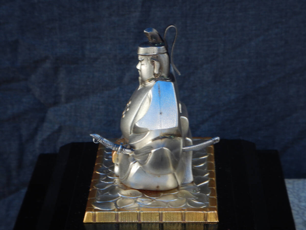 純銀 正光作 天神様 菅原道真 置物 銀製 ガラスケース 工芸品 純銀 正光作 天神様 菅原道真 置物 銀製 ガラスケース 工芸品