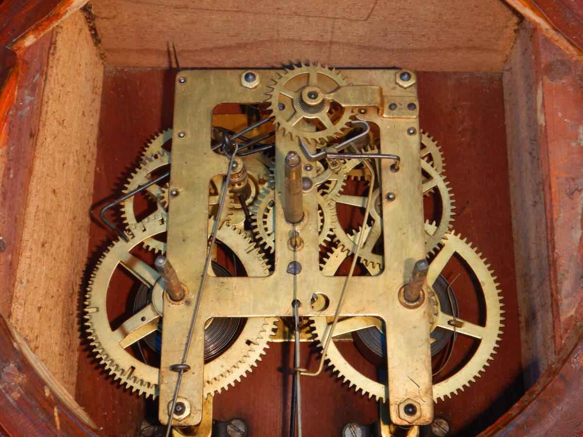 アンティーク 加藤時計 掛時計 尾長丸型時計 大正14年 振子時計 木製枠 ボンボン柱時計 壁掛時計 ゼンマイ式 ビンテージ 振子式 稼動品の画像4