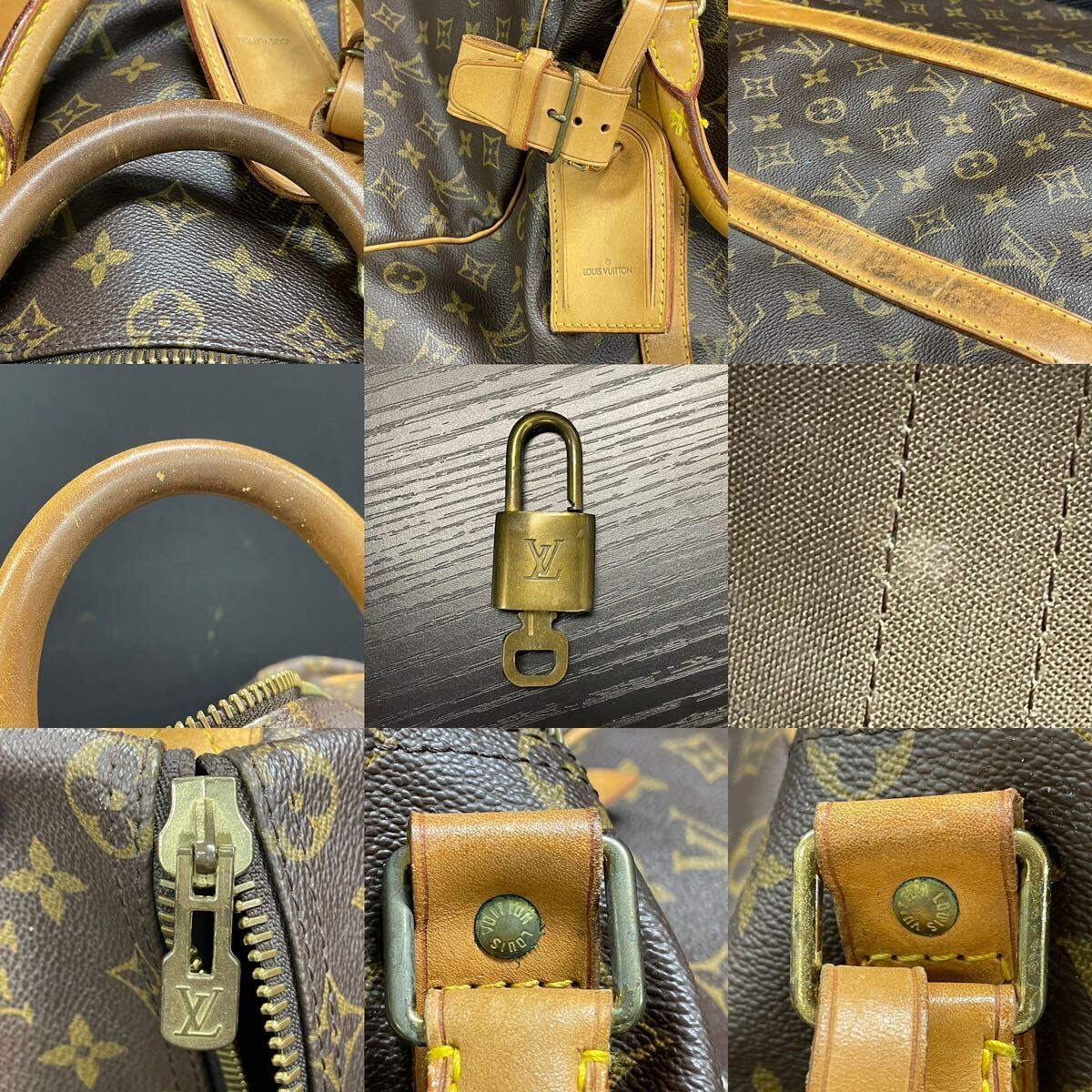 【3A21】1円スタート LOUIS VUITTON / MB0990 ルイヴィトン モノグラム キーポル 50 ボストンバッグ 旅行鞄 カデナ付き_画像10