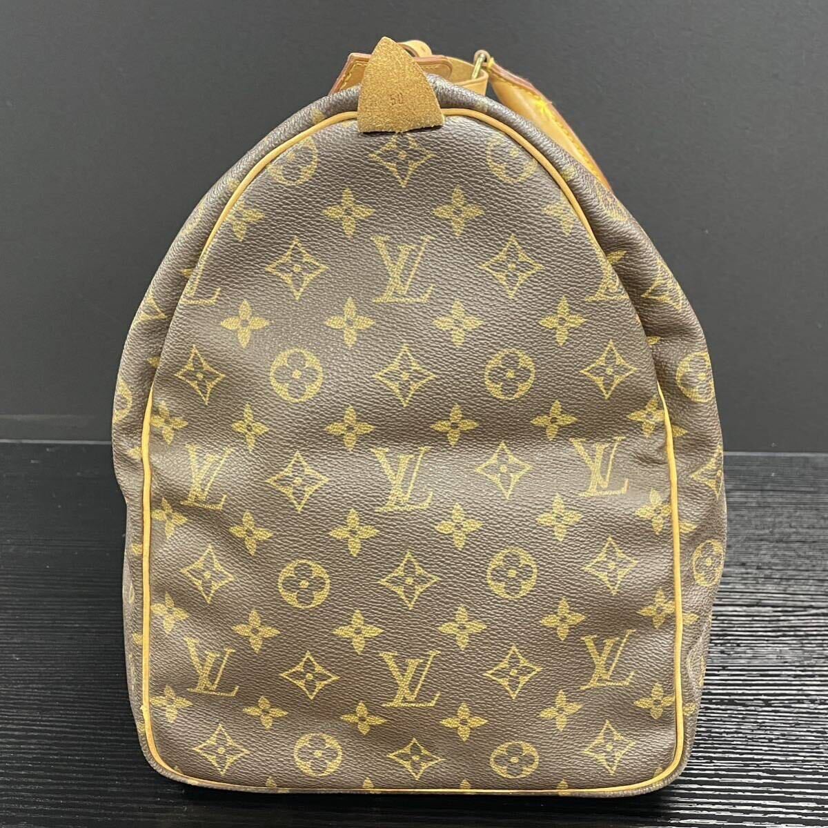 【3A21】1円スタート LOUIS VUITTON / MB0990 ルイヴィトン モノグラム キーポル 50 ボストンバッグ 旅行鞄 カデナ付き_画像9