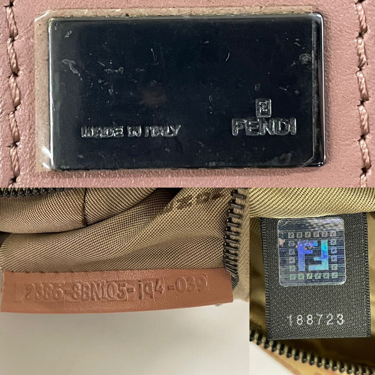 【3T79】1円スタート FENDI / 2386 8BN105 jq4 039 フェンディ ズッキーノ キャンバス ミニ ハンドバッグ ベージュ ピンク_画像3