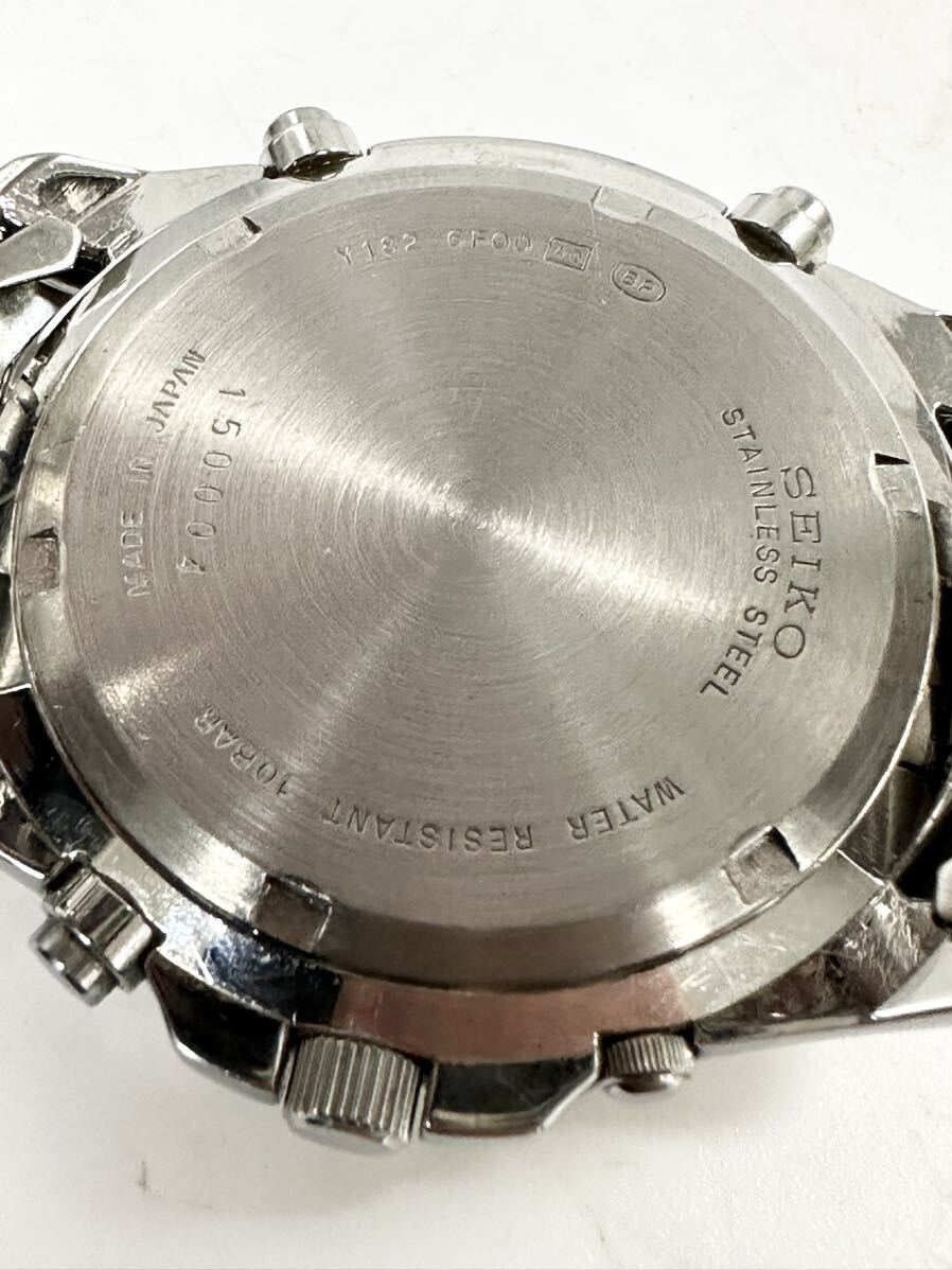 【3T46】1円スタート SEIKO CHRONOGRAPH / Y182-6F00 セイコー クロノグラフ 青色文字盤 デイト クオーツ メンズ 腕時計 _画像8