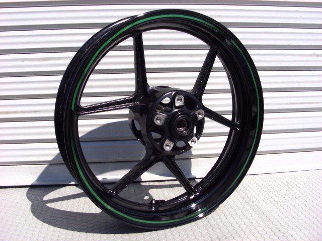 ◎NINJA1000 純正 フロントホイール 2（ブラック/緑ライン 17×3.5 カワサキ F-0024 フロント ホイール NINJA ニンジャ 1000 SX Z1000_画像1