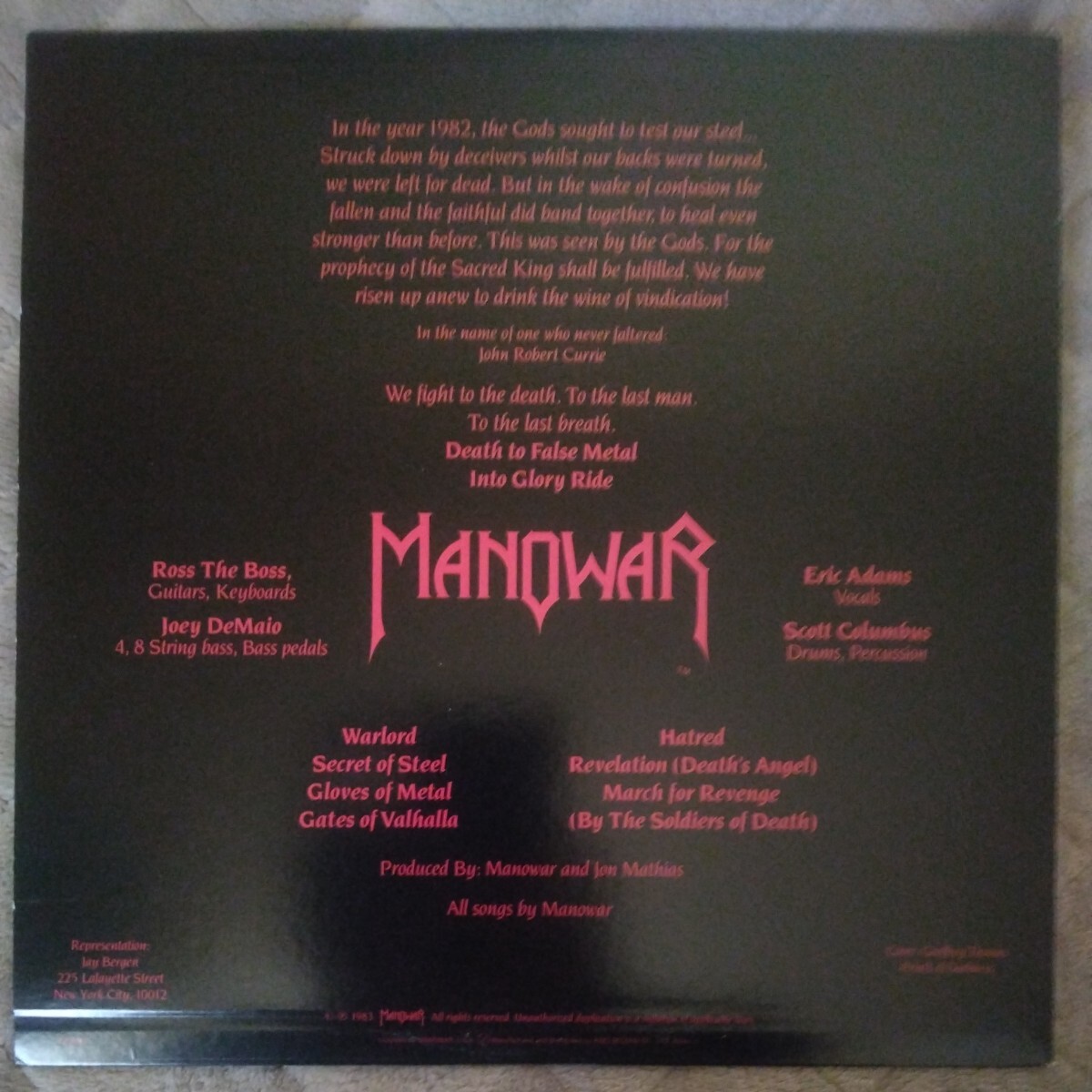 MANOWAR/INTO GLORY RIDE マノウォー 地獄の復讐 国内盤_画像2