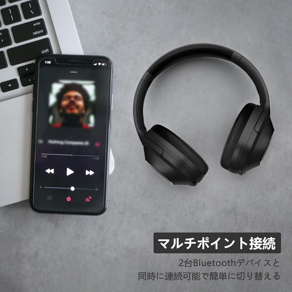 Srhythm NC85 Bluetoothヘッドホン ワイヤレス ノイズキャンセリング オーバーイヤー型 ブラック