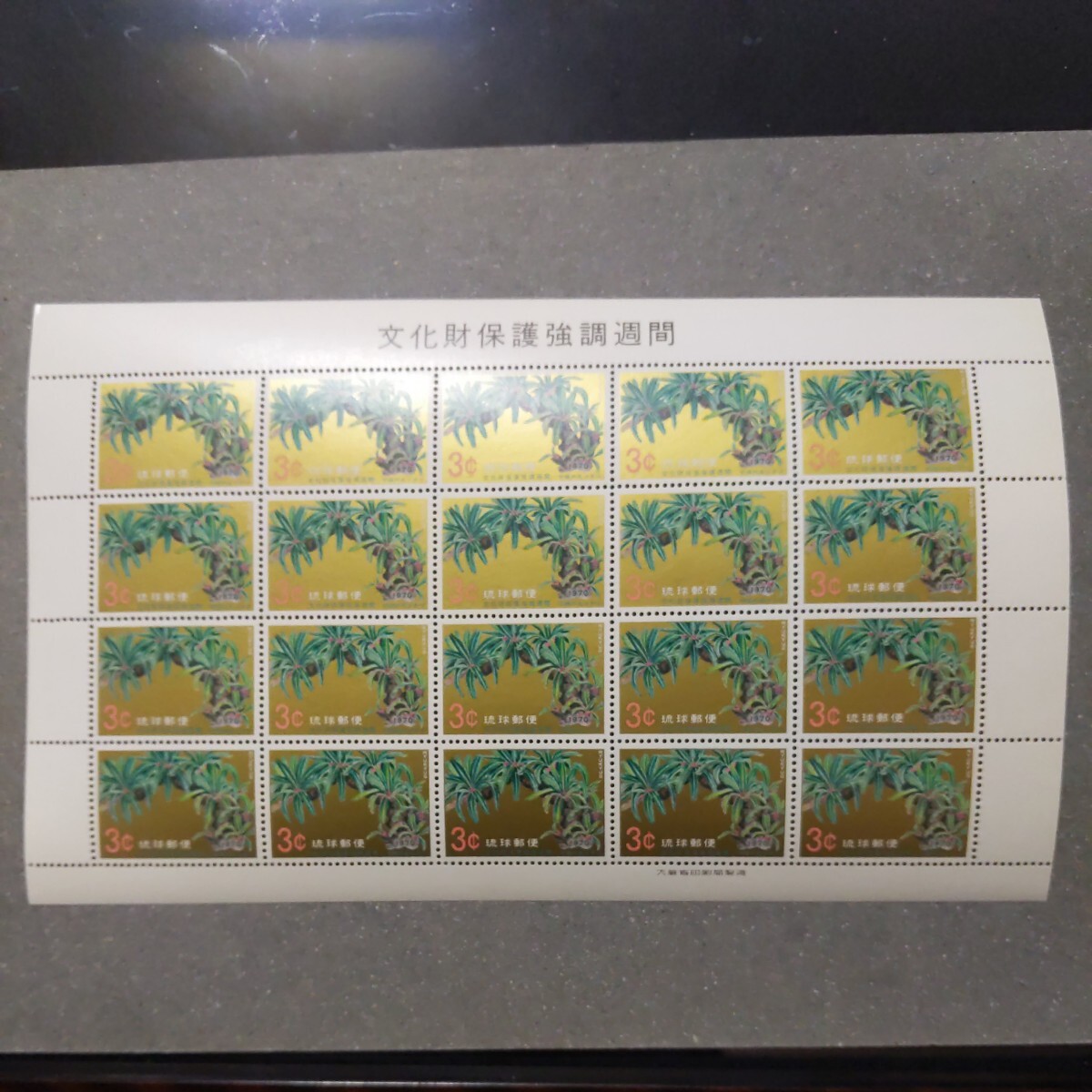 琉球郵便1970年文化財保護　宇根の大ソテツ　1シート_画像1