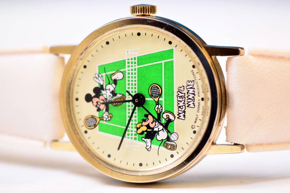 BRADLEY * первый период теннис * Mickey Mouse & Minnie Mouse ручной завод наручные часы * GOLDb Lad Ray Disney 