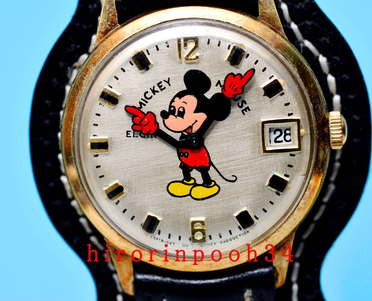 ELGIN　●　貴重　●　ミッキーマウス手巻き時計　●　カレンダー付