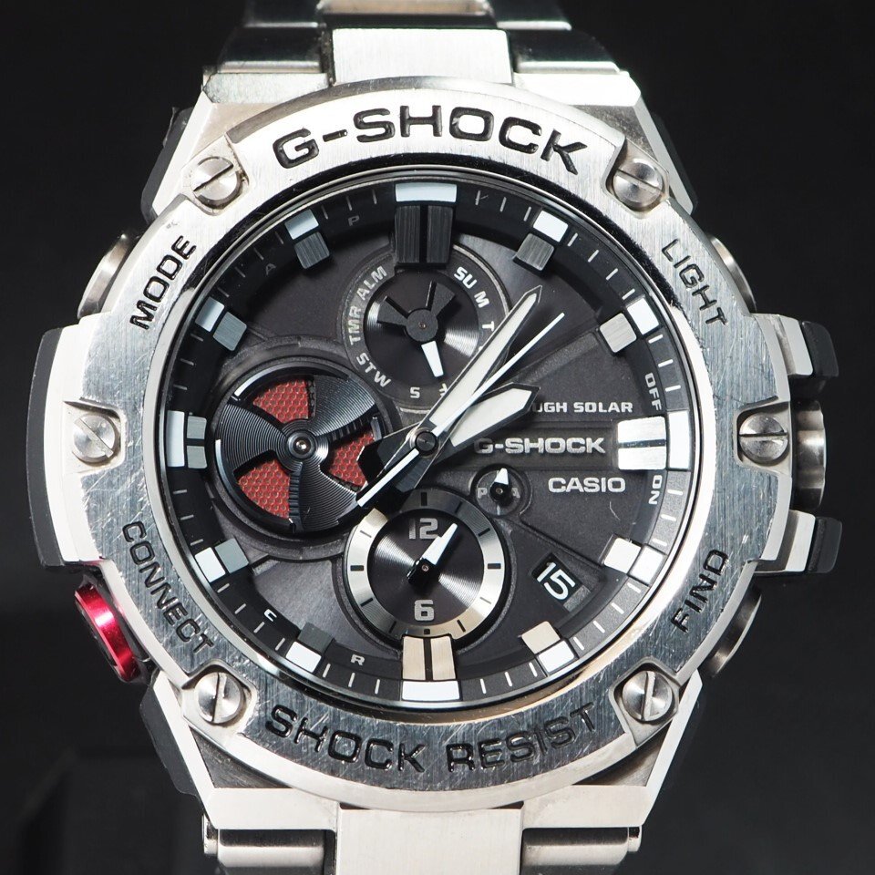 【耐衝撃メタル Bluetooth機能】CASIO カシオ G-SHOCK G-STEEL Gスチール GST-B100D-1AJF タフソーラー SS メンズ 腕時計「23609」_画像3