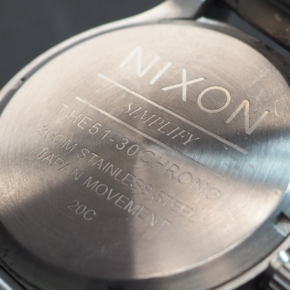 NIXON ニクソン SIMPLIFY シンプリファイ THE51-30 QZ SS CHRONO クロノグラフ デイト ブラックダイアル メンズ 腕時計「23608」の画像8
