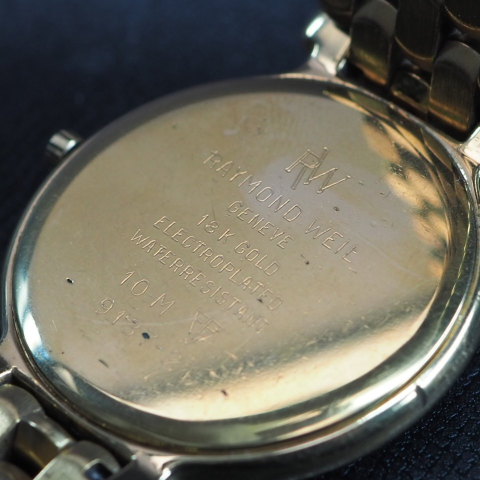 【電池交換済】 RAYMOND WEIL レイモンド ウィル Fidelio フィデリオ Ref.9137-2 GP QZ デイト メンズ 腕時計 「23659」の画像8