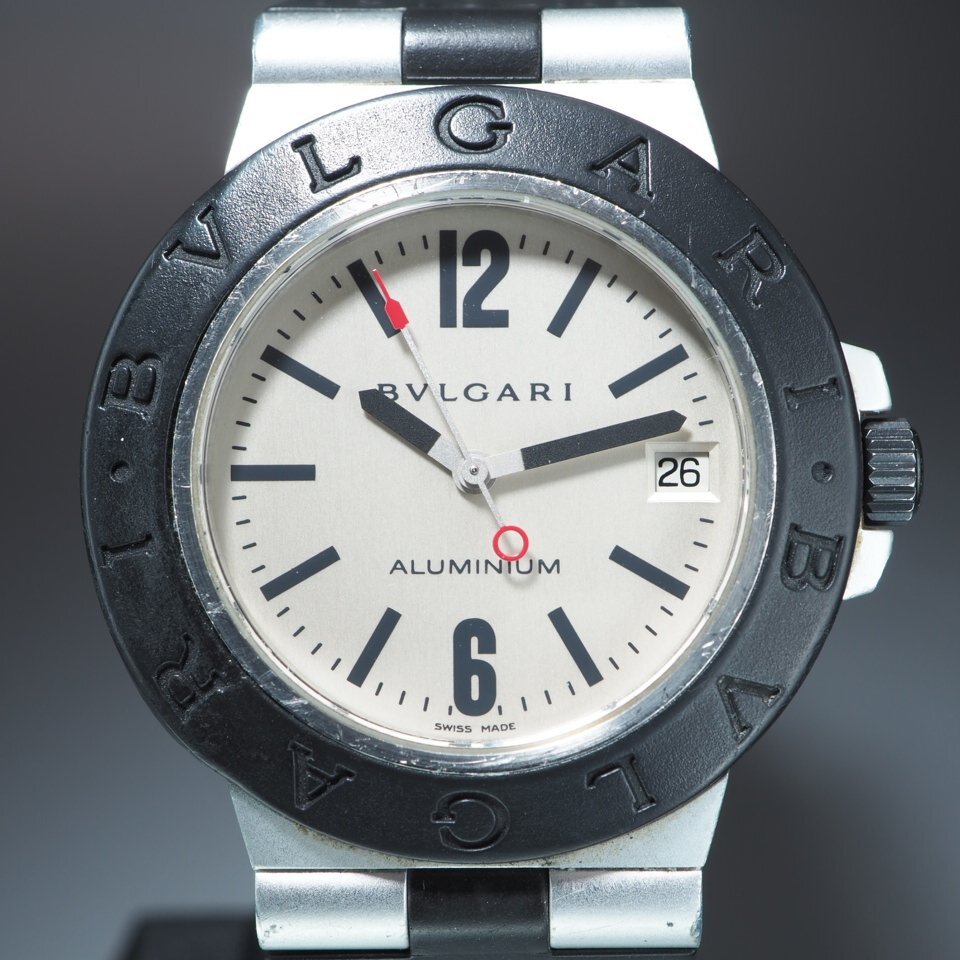 BVLGARI ブルガリ ALUMINIUM アルミニウム AL38A アルミ ラバー 自動巻き USED品 稼働品 ブランド メンズ 腕時計 「23695」の画像2