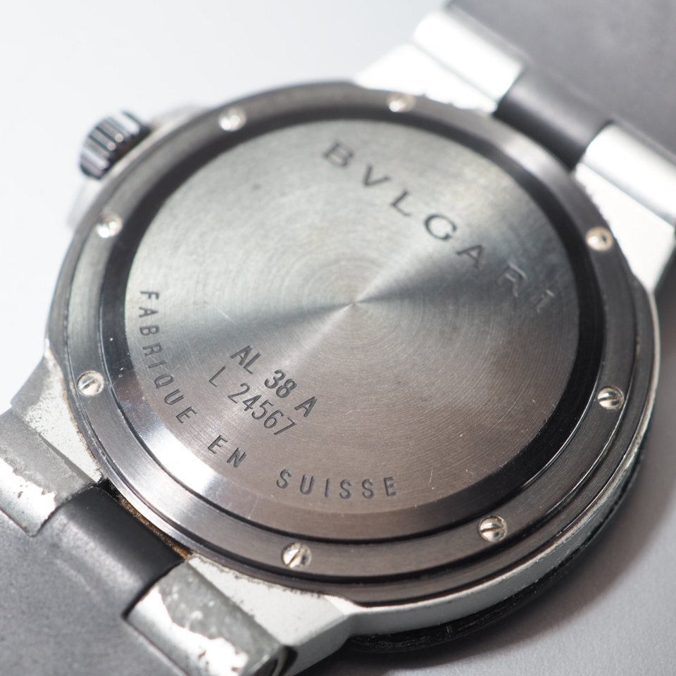 BVLGARI ブルガリ ALUMINIUM アルミニウム AL38A アルミ ラバー 自動巻き USED品 稼働品 ブランド メンズ 腕時計 「23695」_画像8
