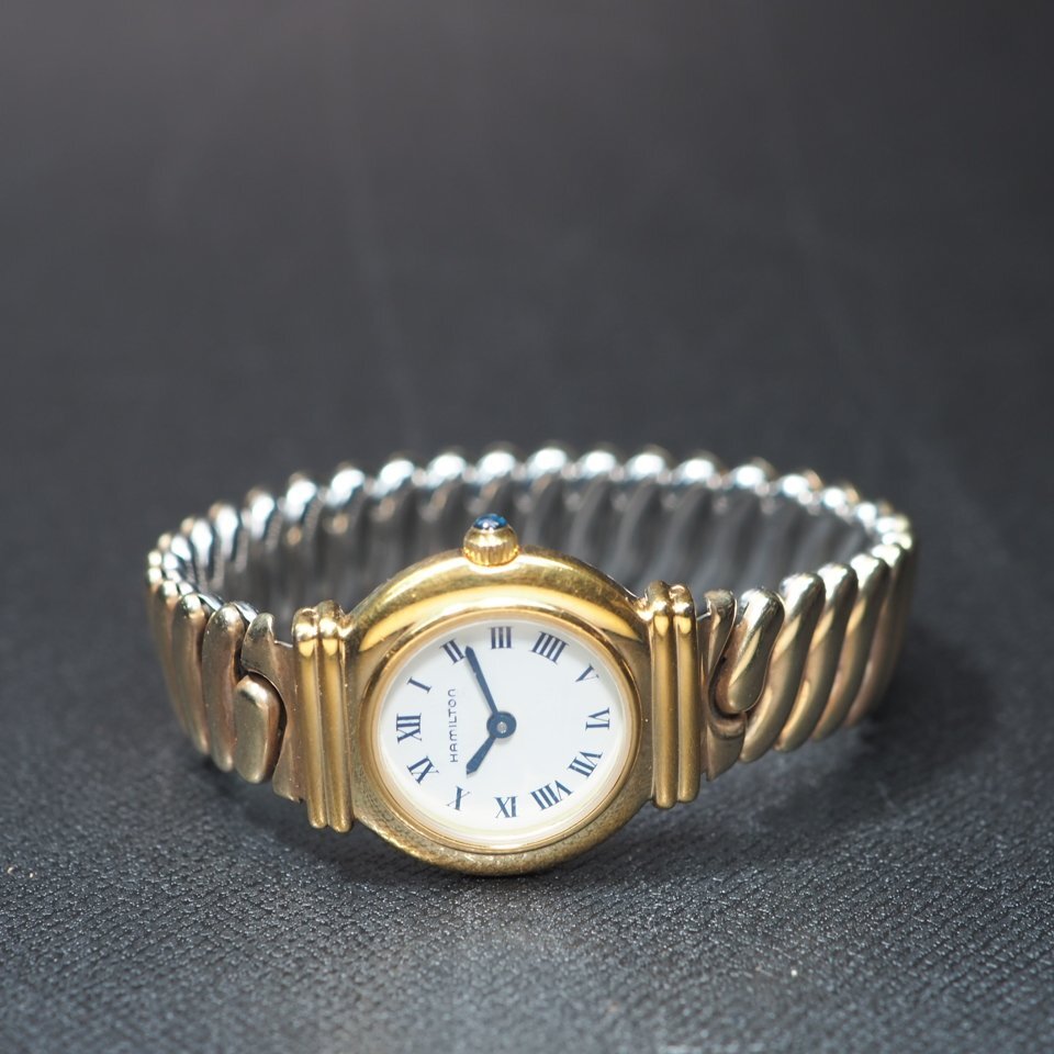 【バッテリー交換済】HAMILTON ハミルトン GP クオーツ レディース 腕時計 ホワイト文字盤 社外ブレス「23597」の画像5