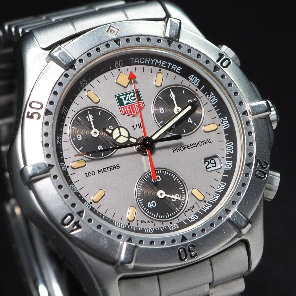 TAG HEUER タグホイヤー 2000シリーズ プロフェッショナル クロノグラフ 560.206R SS 回転ベゼル メンズ 腕時計 「23699」_画像2