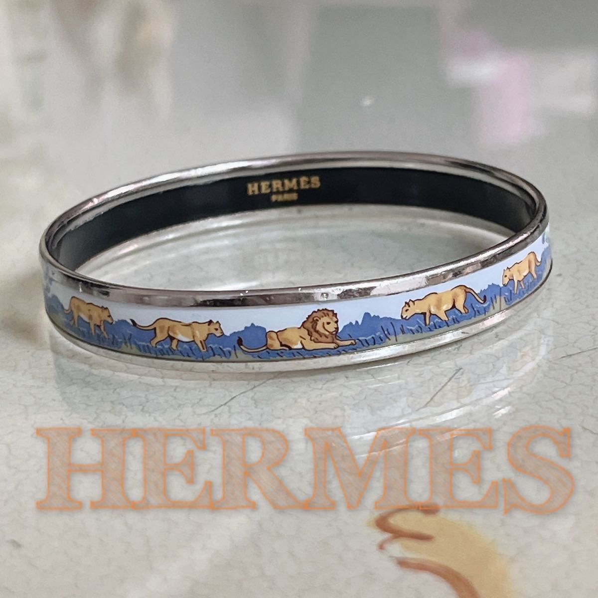 HERMES エマイユ バングル ブレスレット 七宝焼き 高級 ブランド アクセサリー 刻印 ロゴ 虎 エルメス 人気 セレブ おしゃれ かわいい 繁栄_画像1