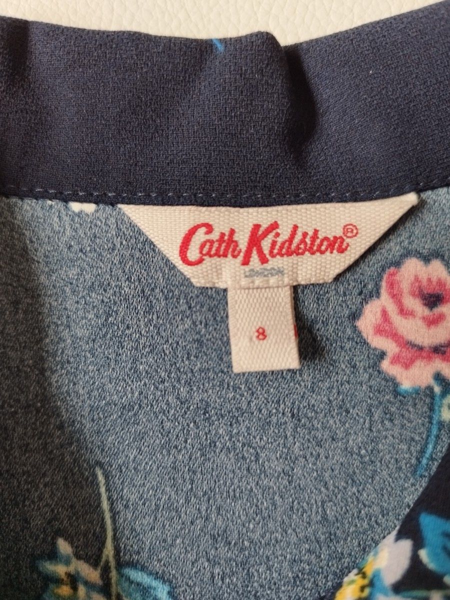 Cath Kidston キャスキッドソン 花柄 シャツワンピース 8 ネイビー