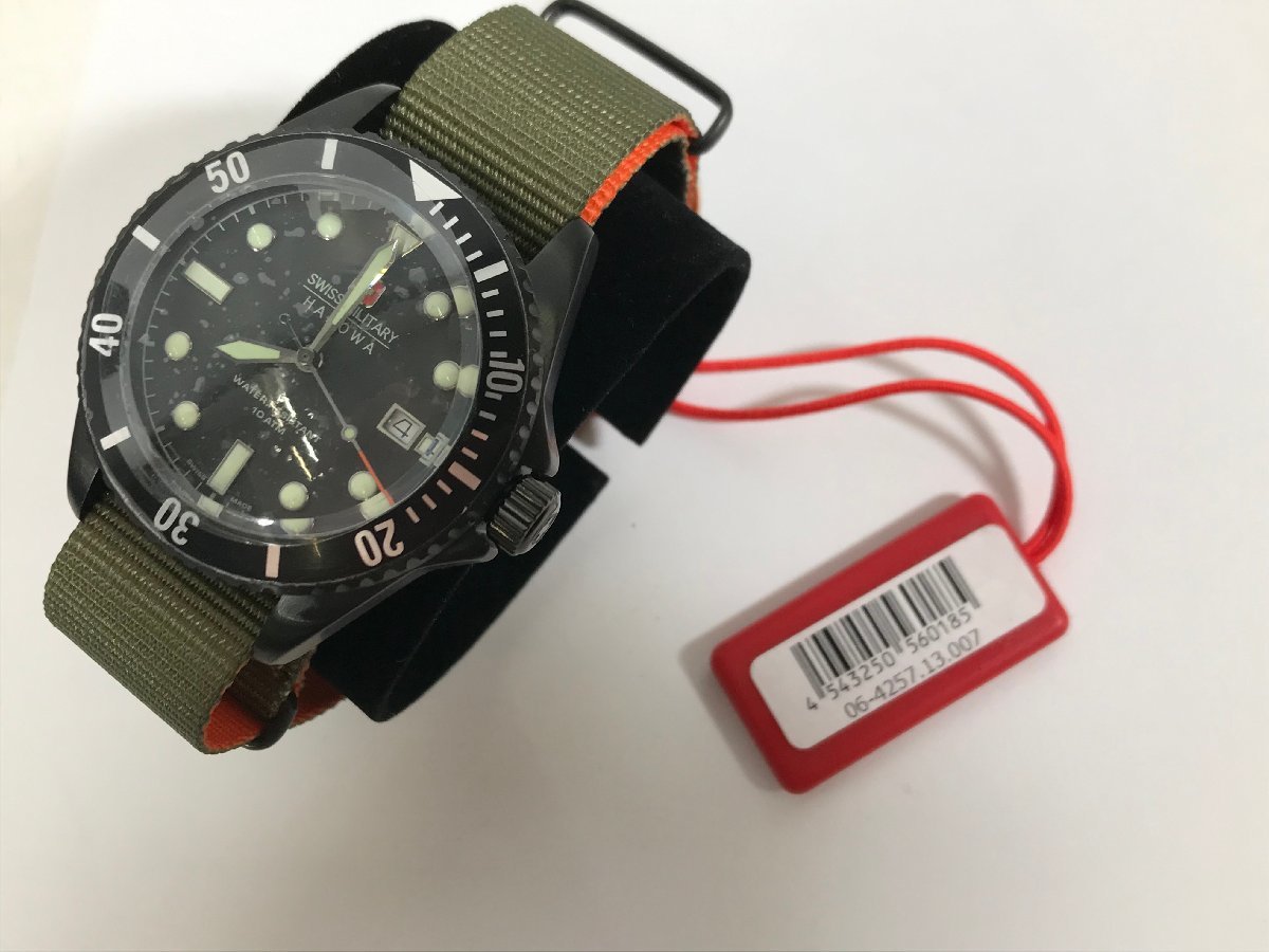 SWISS MILITARY HANOWA Swiss Military quartz 06-4257 khaki × orange wristwatch men's unused 2