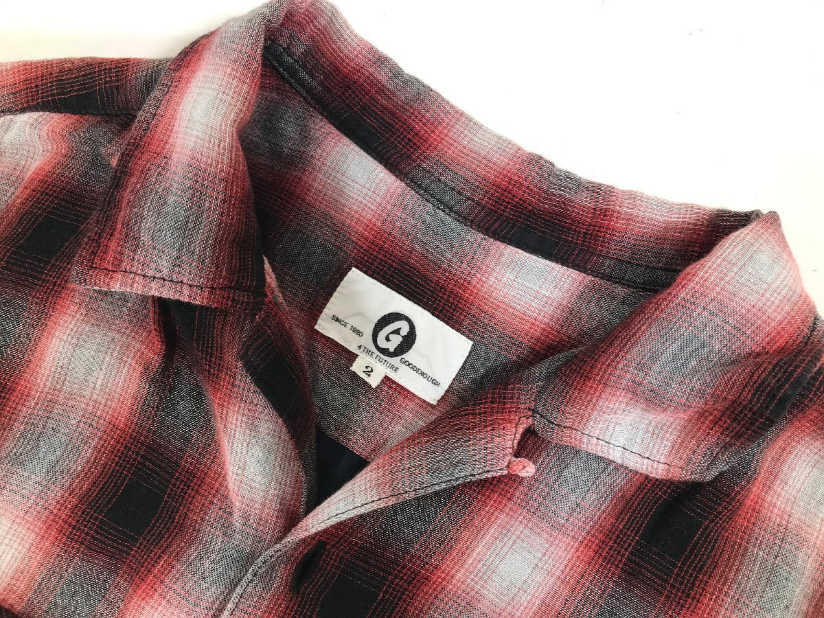 GOOD ENOUGH グッドイナフ 長袖シャツ ネルシャツ 赤系 チェック柄 サイズ 2 シャツ メンズ ユーズドの画像3
