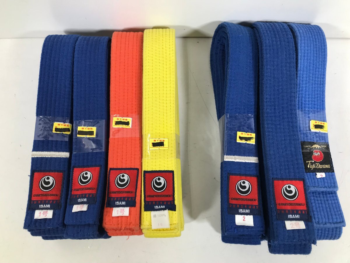 SHINKYOKUSINKAI all world karate road ream .ISAMI karate for color obi 1 number 2 number blue obi yellow obi orange obi summarize used 