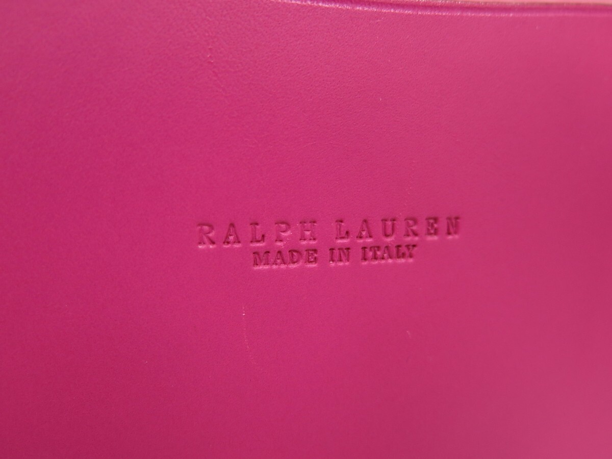 RALPH LAUREN ラルフローレン◆カーフ レザー 本革◆ショルダー バッグ◆ピンク シルバー金具◆ロゴ型押し◆斜め掛け◆フラップ◆N7663_画像7