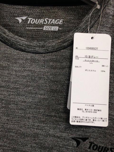 TOURSTAGE GOLF ツアーステージ ゴルフ 吸水速乾 軽量 半袖 Tシャツ カットソー LLサイズ 杢グレー 新品タグ付き_画像7