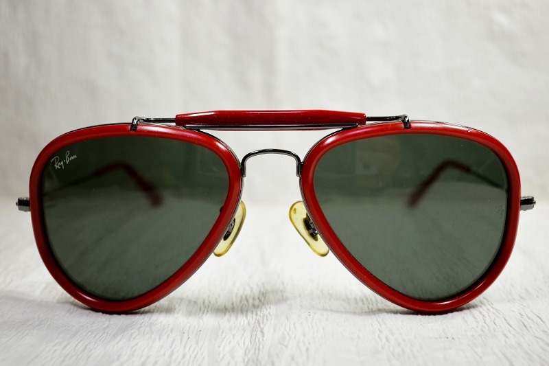Rare / Near Mint！★ ” Ray Ban ” Sunglasses Dark Green / Red Frame ★ 