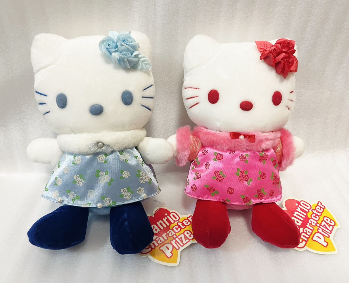 激レア！　平成レトロ　ハローキティ　ぬいぐるみ　プライズ　バラ　薔薇　水色 グッズ　コレクション　非売品　入手困難