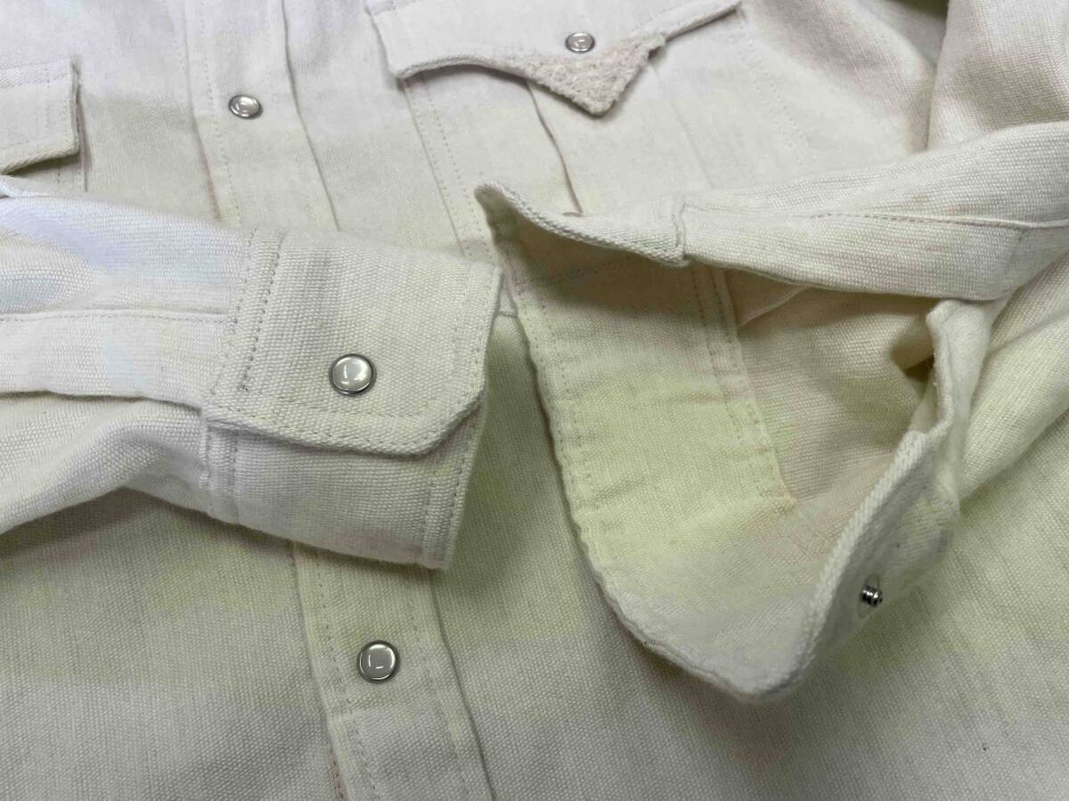 美品【RECTO/レクト】WOOL LINEN BOUCLE POINT WESTERN SHIRT sizeS ウール リネン ビッグシルエット スナップボタン ウエスタンシャツ_画像8